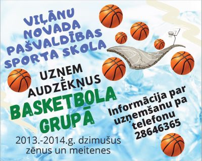 Sporta skola uzņem audzēkņus Basketbola grupā